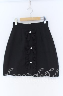 画像1: Ank Rouge / リボンフリル台形スカート  クロ O-25-12-02-1080-CA-SK-IG-OS