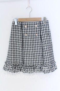 画像1: Secret Honey / ハートボタンツイード台形スカート  クロ×シロ O-25-12-02-1083-CA-SK-IG-OS