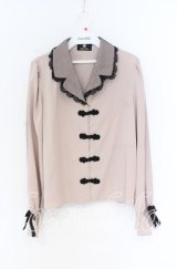 Rojita / チャイナ風テーラードブラウス  ピンク×クロ O-25-12-02-1014-LO-BL-IG-OS