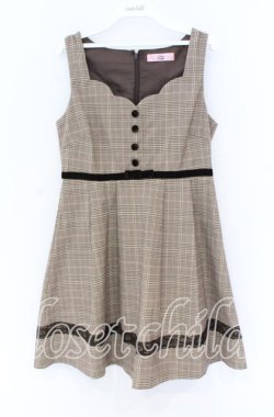 画像1: Ank Rouge / デコルテスカラップジャンパースカート  ブラウン O-25-12-02-1016-CA-OP-IG-OS