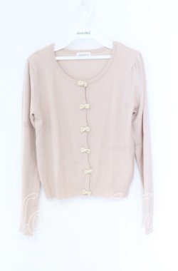 画像1: LODISPOTTO / ビジューベロアリボンカーディガン  ピンクベージュ O-25-12-02-1018-LO-TO-IG-OS