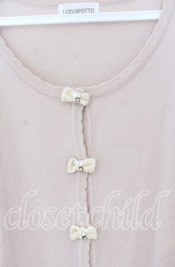 画像2: LODISPOTTO / ビジューベロアリボンカーディガン  ピンクベージュ O-25-12-02-1018-LO-TO-IG-OS