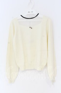 画像1: Ank Rouge / プチローズチュール切り替えニット  アイボリー O-25-12-02-1021-CA-TO-IG-OS