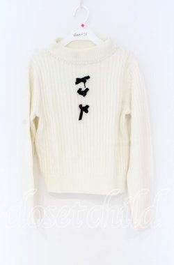 画像1: Ank Rouge / ベロアリボンニット  オフ×クロ O-25-12-02-1022-CA-TO-IG-OS