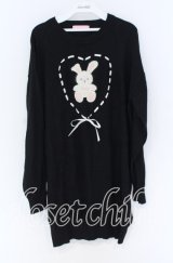 Honey Cinnamon / うさぎハートはしごリボンニット  クロ O-25-12-02-1025-LO-TO-IG-OS