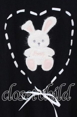 画像2: Honey Cinnamon / うさぎハートはしごリボンニット  クロ O-25-12-02-1025-LO-TO-IG-OS