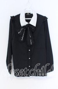 Rojita / ロゴリボンブラウス  クロ×シロ O-25-12-02-1031-LO-OP-IG-OS