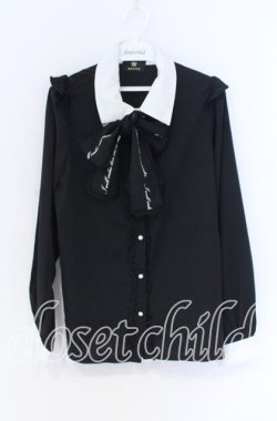 画像1: Rojita / ロゴリボンブラウス  クロ×シロ O-25-12-02-1031-LO-OP-IG-OS