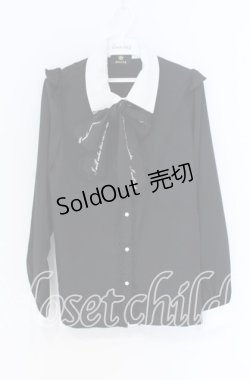 画像1: Rojita / ロゴリボンブラウス  クロ×シロ O-25-12-02-1031-LO-OP-IG-OS