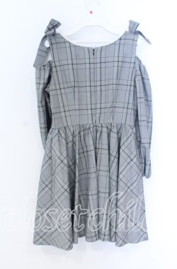 画像2: evelyn / チェック柄オフショルワンピース  グレー O-25-12-02-1032-LO-OP-IG-OS