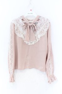 Bubbles / チョーカー風ボウタイブラウス  ピンク O-25-12-02-1034-CA-BL-IG-OS