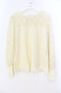 axes femme / 総レースビスチェ切替プルオーバー  アイボリー O-25-12-02-008-AX-TO-IG-OS