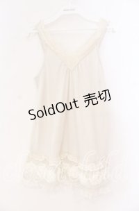 axes femme / 裾バラモチーフタンク M キナリ O-25-12-02-082-AX-TO-OW-OS