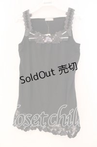 axes femme / 胸元＆肩デザインロングタンク M クロ O-25-12-02-083-AX-TO-OW-OS