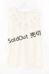 axes femme / バラ付レース襟タンク M キナリ O-25-12-02-084-AX-TO-OW-OS