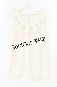 axes femme / バラ付レース襟タンク M キナリ O-25-12-02-084-AX-TO-OW-OS