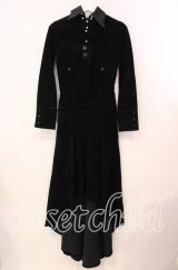 alice auaa / 04A/W【personality cult 個人崇拝 ID】別珍コートワンピース 4 ブラック O-25-12-02-013-AA-OP-OW-OS