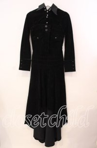 alice auaa / 04A/W【personality cult 個人崇拝 ID】別珍コートワンピース 4 ブラック O-25-12-02-013-AA-OP-OW-OS