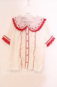 LIZ LISA / ハートカットレースブラウス  オフ×アカ O-25-12-02-002-LO-BL-IG-OS