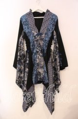 Qutie Frash / アシメ着物カーデ  ブルー O-25-12-02-022-QU-JA-IG-OS