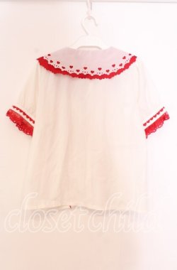 画像4: LIZ LISA / ハートカットレースブラウス  オフ×アカ O-25-12-02-002-LO-BL-IG-OS