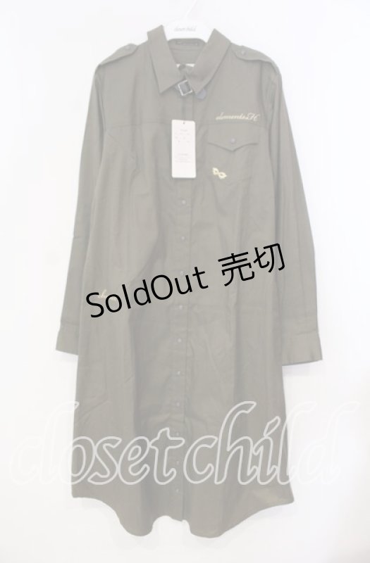 画像1: elements,H / ミリタリーシャツワンピース 02 カーキグリーン O-25-12-02-024-PU-OP-OW-ZT518 (1)