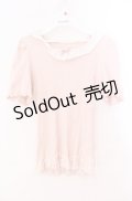DearMyLoveRose / コットンレース襟リブトップス Ｍ ピンク O-25-12-02-003-EL-TO-IG-OS