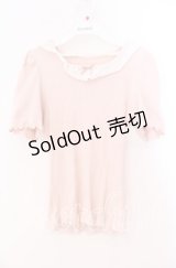 DearMyLoveRose / コットンレース襟リブトップス Ｍ ピンク O-25-12-02-003-EL-TO-IG-OS