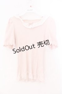 DearMyLoveRose / コットンレース襟リブトップス Ｍ ピンク O-25-12-02-003-EL-TO-IG-OS