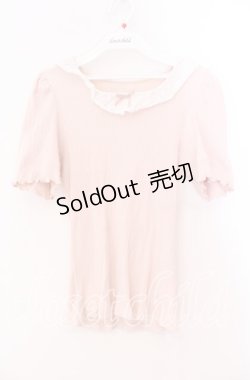 画像1: DearMyLoveRose / コットンレース襟リブトップス Ｍ ピンク O-25-12-02-003-EL-TO-IG-OS