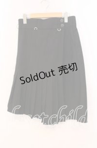 LISTEN FLAVOR / プリーツフラップ付アシメガウチョパンツ  ブラック O-25-12-02-026-PU-PA-IG-OS