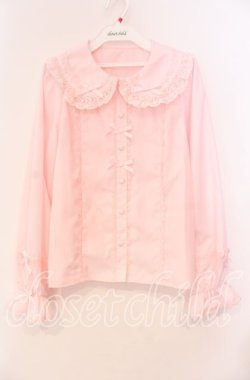 画像1: axes femme kawaii / トーションレース丸襟ブラウス Ｍ ピンク O-25-12-02-028-AX-BL-IG-OS