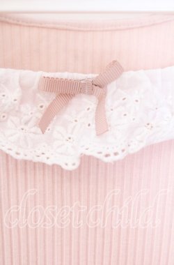 画像2: DearMyLoveRose / コットンレース襟リブトップス Ｍ ピンク O-25-12-02-003-EL-TO-IG-OS