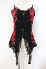 Qutie Frash / ドラゴンサテンコルセットキャミソール  レッド×ブラック O-25-12-03-001-QU-TO-IG-ZT1208B