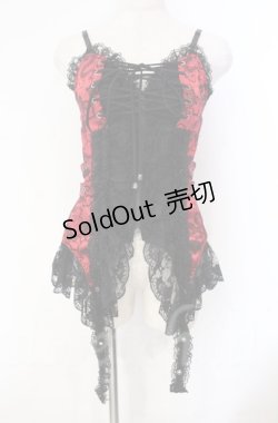 画像1: Qutie Frash / ドラゴンサテンコルセットキャミソール  レッド×ブラック O-25-12-03-001-QU-TO-IG-ZT206