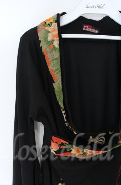 画像2: Qutie Frash / ちりめん着物袖チュニック  ブラック×オレンジ O-25-12-03-025-QU-TO-IG-ZT056