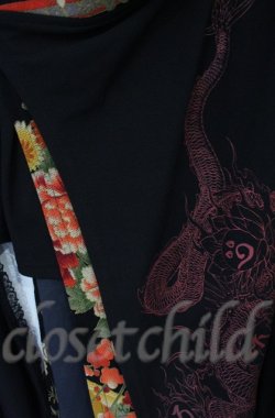 画像4: Qutie Frash / ちりめん着物袖チュニック  ブラック×オレンジ O-25-12-03-025-QU-TO-IG-ZT056