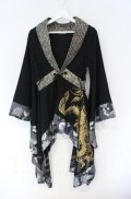 Qutie Frash / Newサイドロング着物カーデ  ブラック×ゴールド O-25-12-03-026-QU-JA-IG-OS