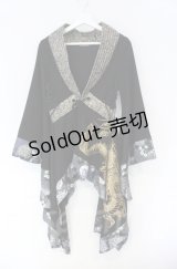 Qutie Frash / Newサイドロング着物カーデ  ブラック×ゴールド O-25-12-03-026-QU-JA-IG-ZT1208B