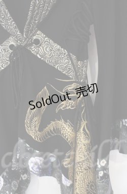 画像2: Qutie Frash / Newサイドロング着物カーデ  ブラック×ゴールド O-25-12-03-026-QU-JA-IG-ZT1208B