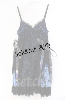 画像4: Qutie Frash / クモメッシュリボンブローチ付ベビードール  ブルー×ブラック O-25-12-03-003-QU-OP-IG-OS