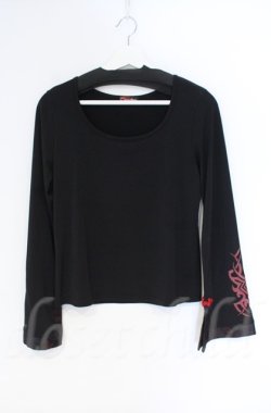 画像1: Qutie Frash / 2020プレミアム-金華-インナーTシャツ  ブラック×レッド O-25-12-03-028-QU-TO-OW-OS