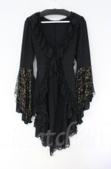 Qutie Frash / 姫袖レースカーデ  ブラック×ゴールド O-25-12-03-030-QU-OP-IG-ZT1208B