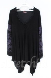 Qutie Frash / 変形ちりめんトップス  ブラック×パープル O-25-12-03-033-QU-TO-OW-ZT1208B