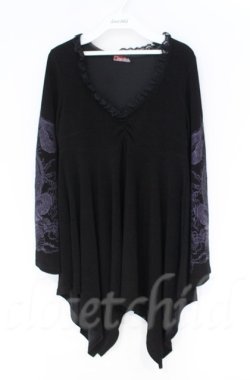 画像1: Qutie Frash / 変形ちりめんトップス  ブラック×パープル O-25-12-03-033-QU-TO-OW-ZT1208B