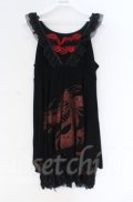 Qutie Frash / ドラゴンptノースリーブワンピース  ブラック×レッド O-25-12-03-035-QU-OP-OW-OS