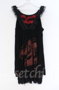 Qutie Frash / ドラゴンptノースリーブワンピース  ブラック×レッド O-25-12-03-035-QU-OP-OW-ZT1208B