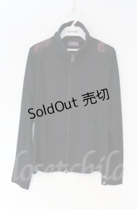 Qutie Frash / スタンドネックZIPカーディガン  ブラック×レッド O-25-12-03-037-QU-TO-OW-ZT1208B