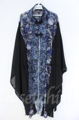 Qutie Frash / チャイナ着物ロングカーデ  ブルー O-25-12-03-005-QU-JA-OW-ZT1208B