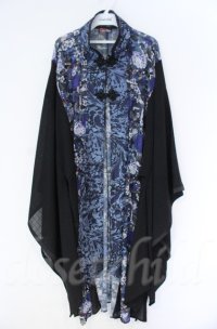 Qutie Frash / チャイナ着物ロングカーデ  ブルー O-25-12-03-005-QU-JA-OW-ZT1208B